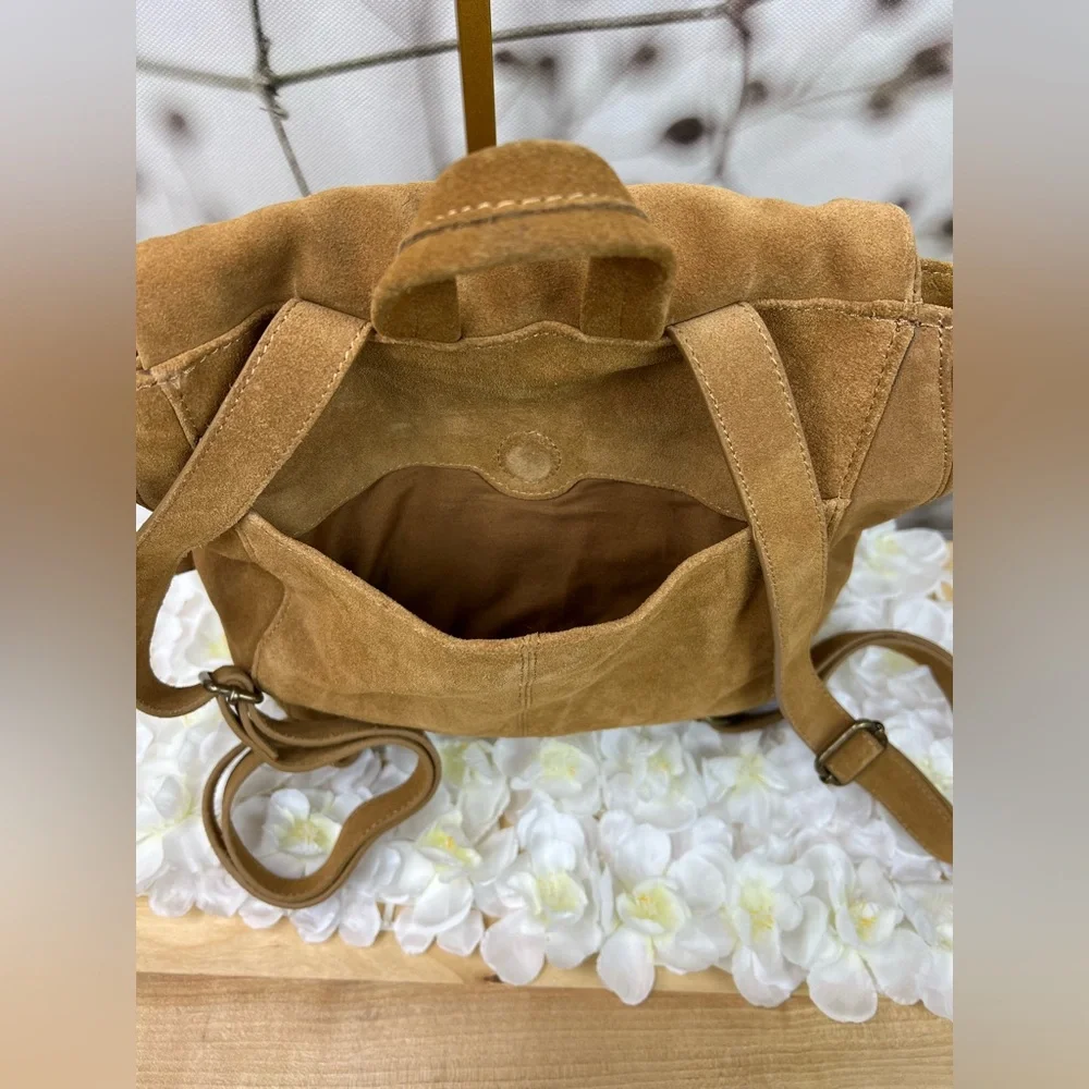 Free People Camilla Convertible Backpack |  Suede Tan Shoulder Bag NEW - Picture 6 of 11